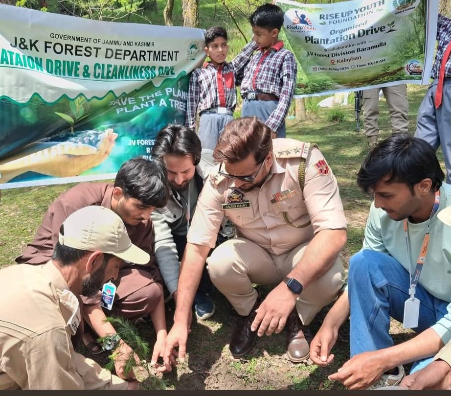 Plantation Drive organized by Rise Up Youth Foundation in collaboration with jv Forest Division Baramulla at govt Middle School Kalayban 